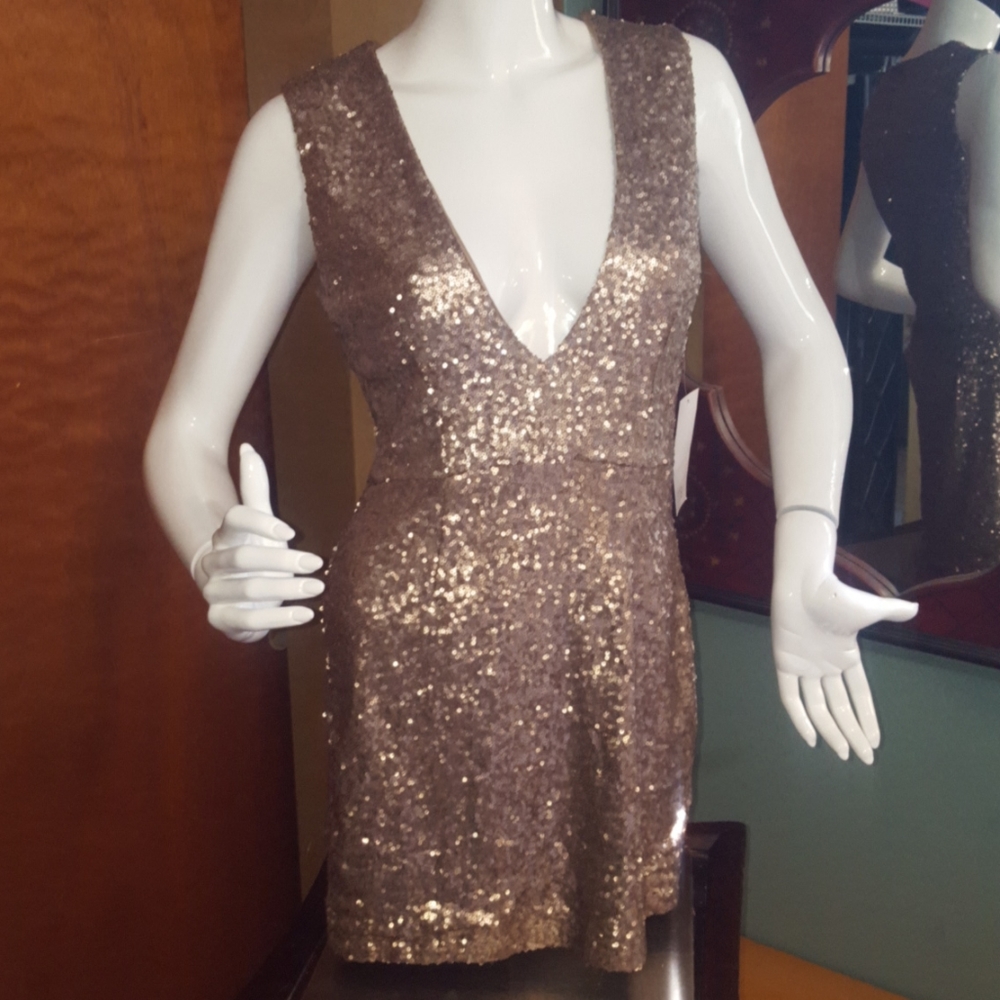 Rose gold sequin festival romper